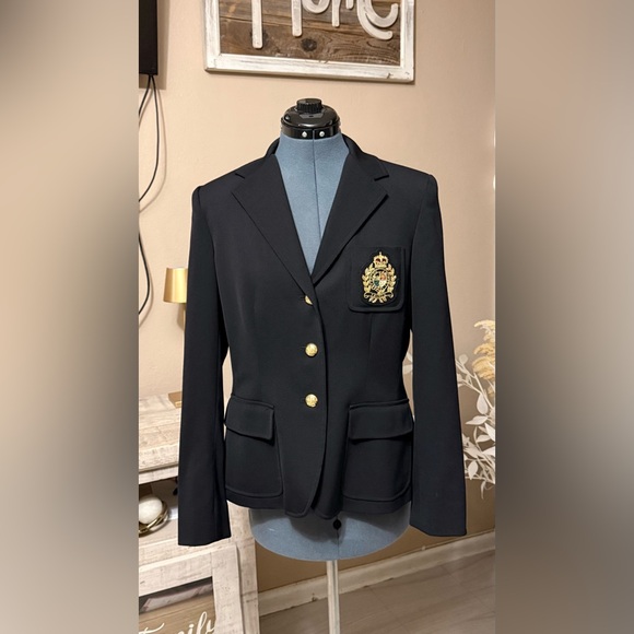 Lauren Ralph Lauren 100%wool laine lining Black Blazer with Gold Buttons - Picture 3 of 14